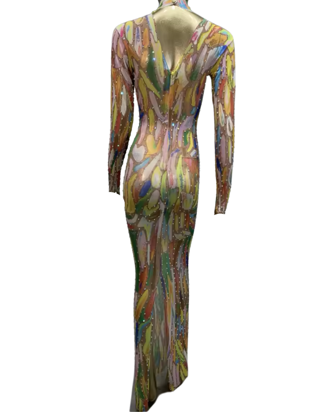 Lily Pad Embellished Maxi Dress - Gold