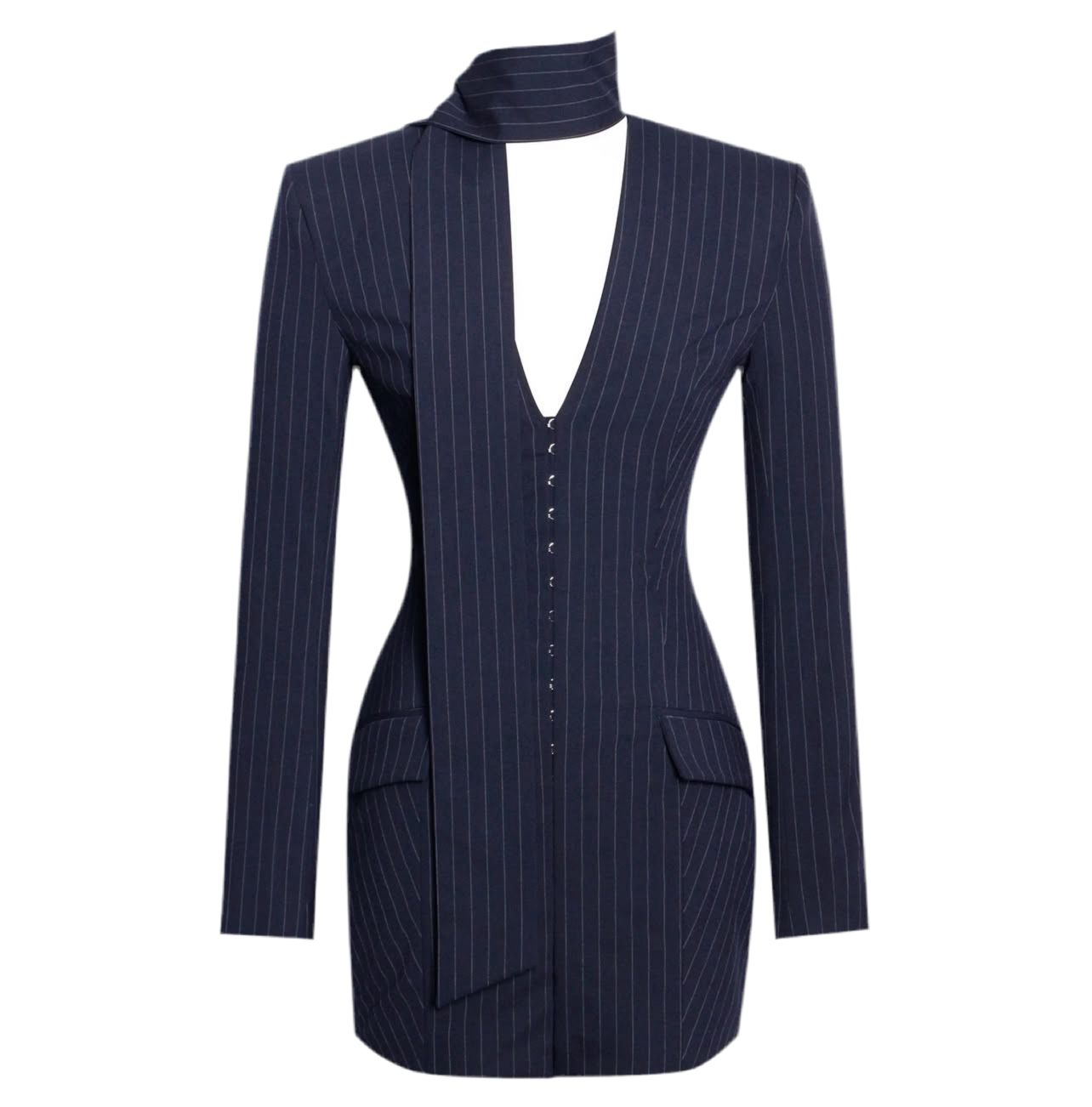 Executive Pinstripe Mini Dress - Navy