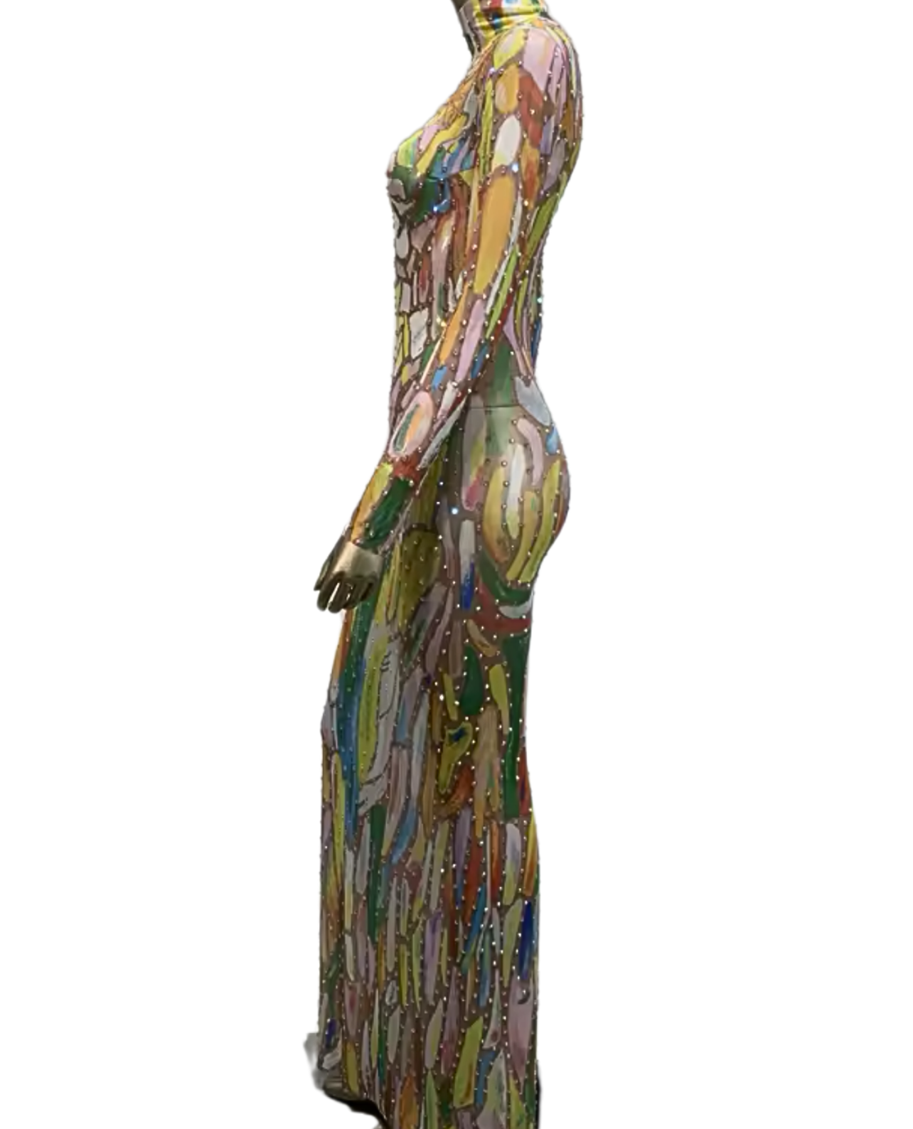 Lily Pad Embellished Maxi Dress - Gold