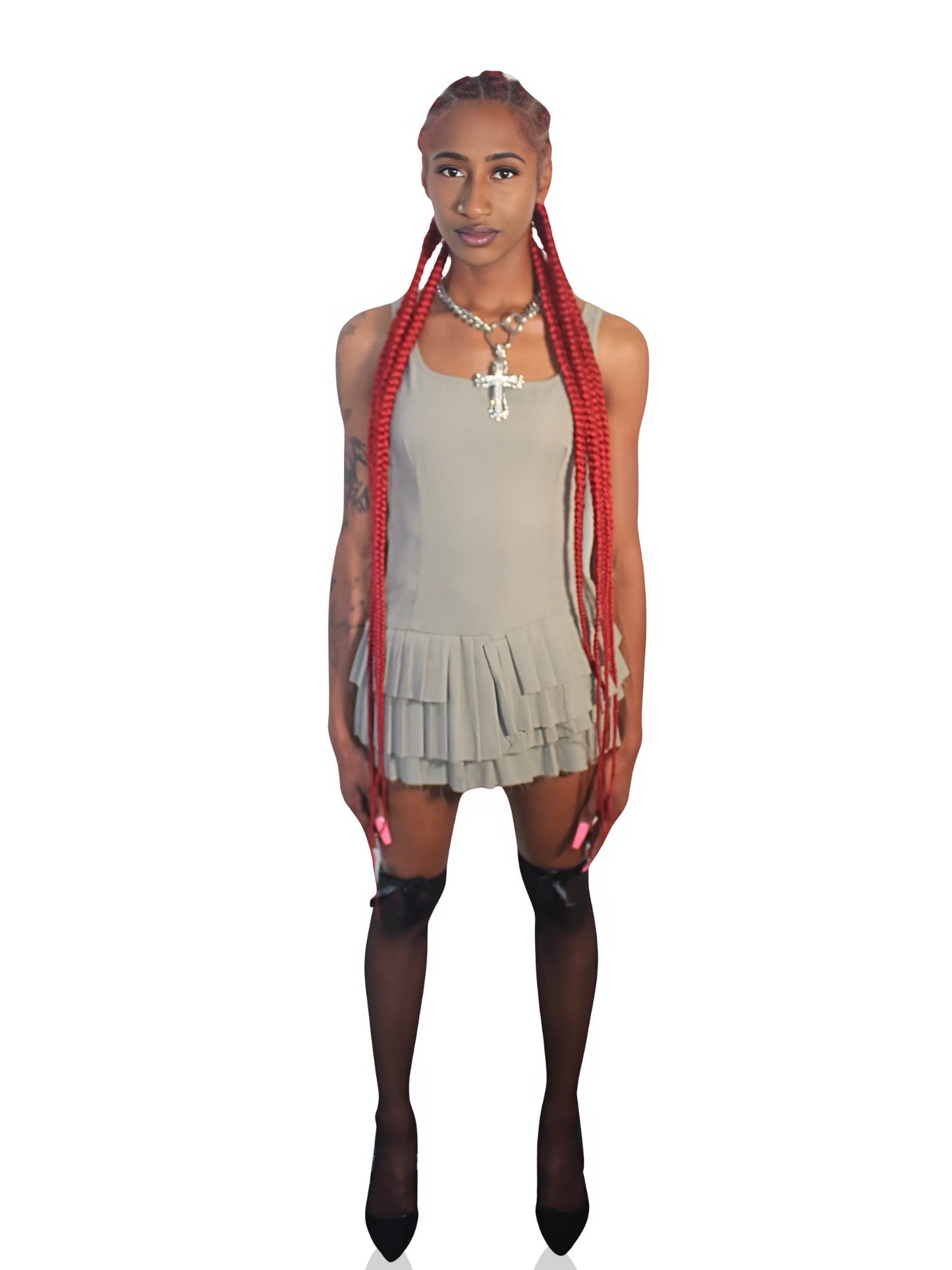 Category Serve Pleated Mini Dress - Olive