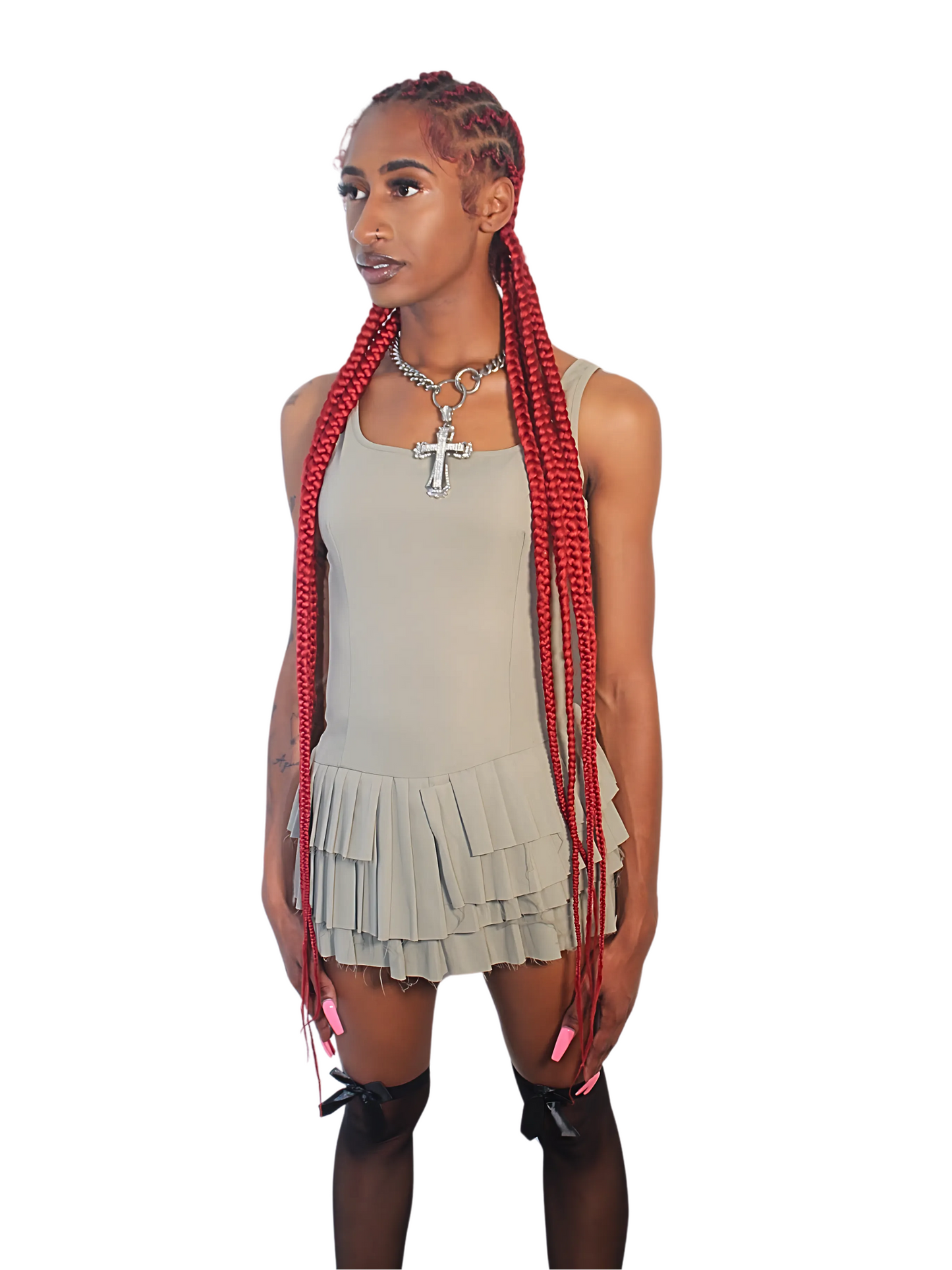 Category Serve Pleated Mini Dress - Olive