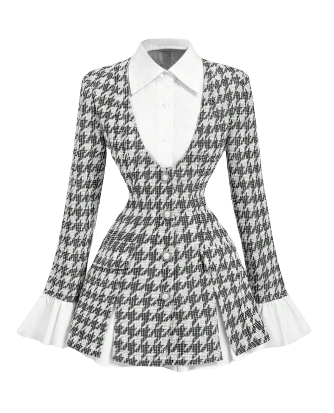 Houndstooth Hottie Mini Dress - Black/White