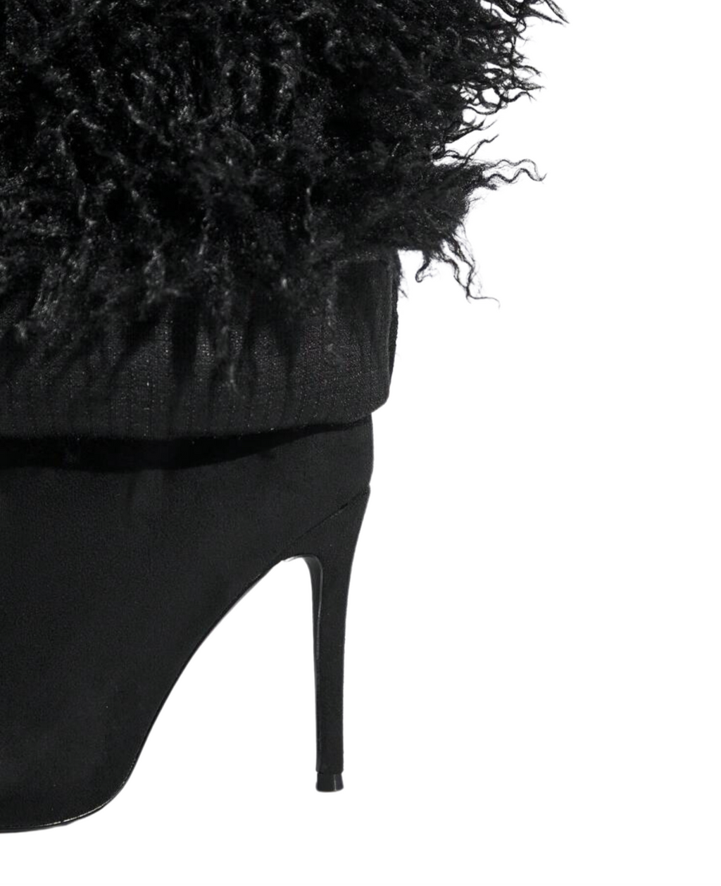 Center of Attention Vegan Fur Heels - Black