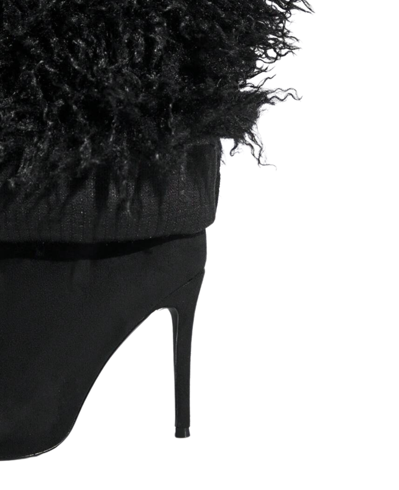Center of Attention Vegan Fur Heels - Black