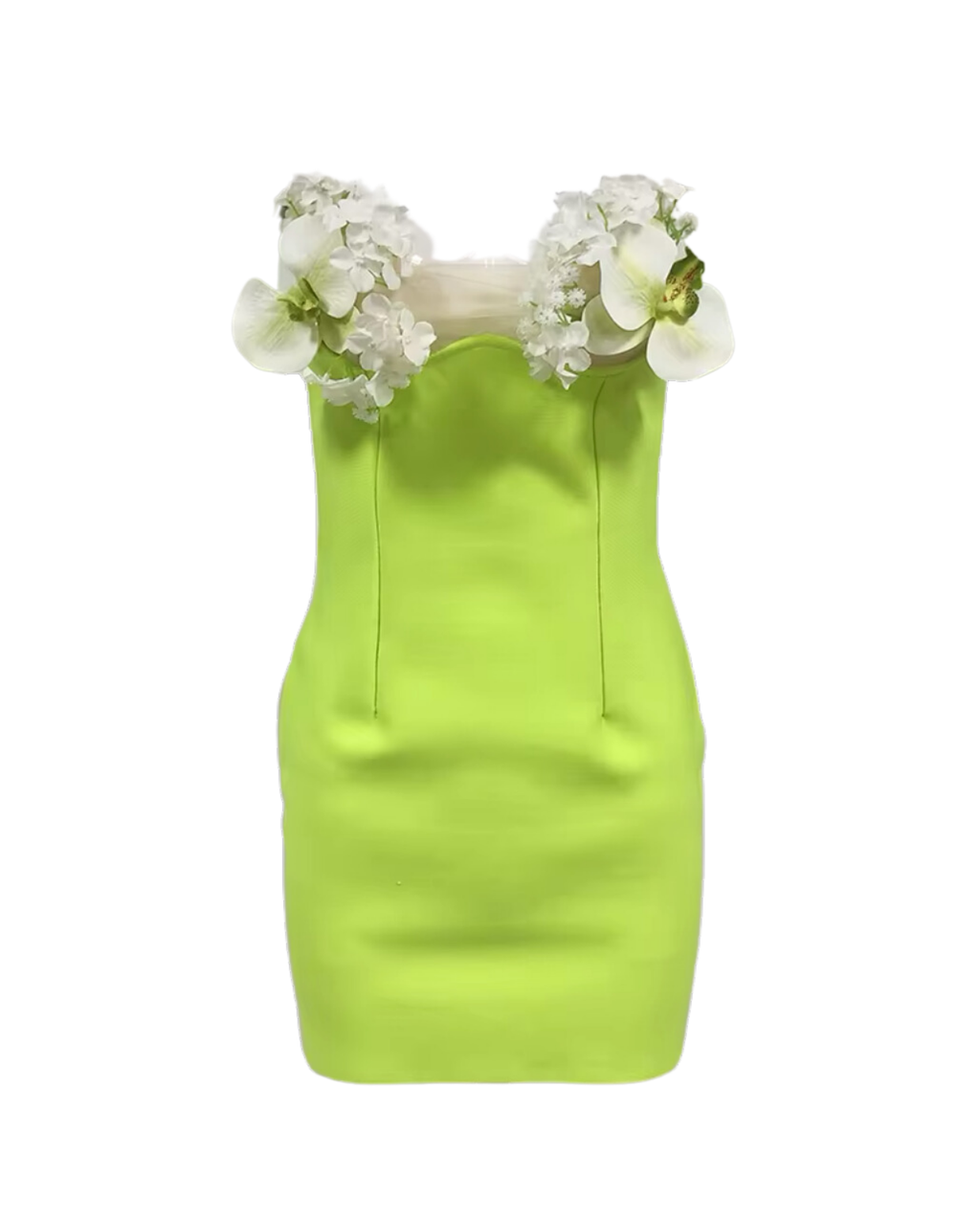 Flower Bomb Mini Dress - Lime Green