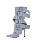 Buckle Up Babe Stiletto Boot - Grey