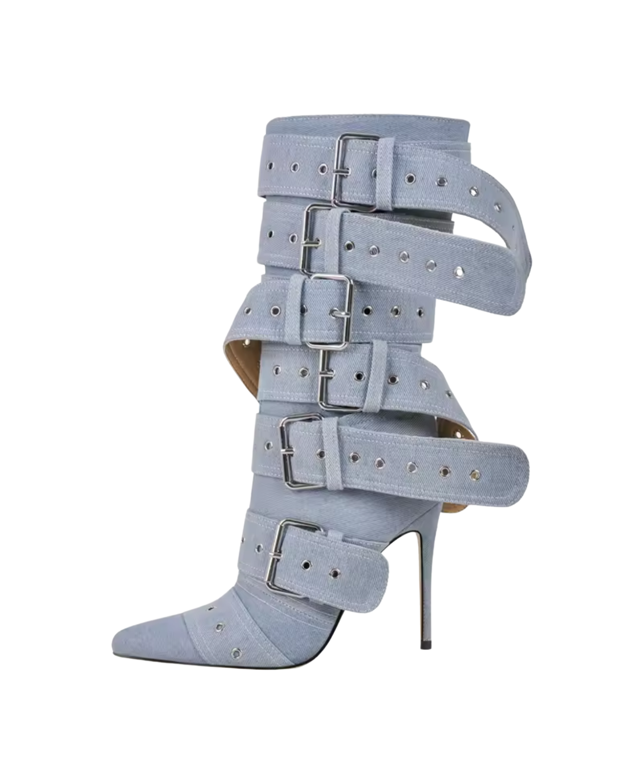 Buckle Up Babe Stiletto Boot - Grey