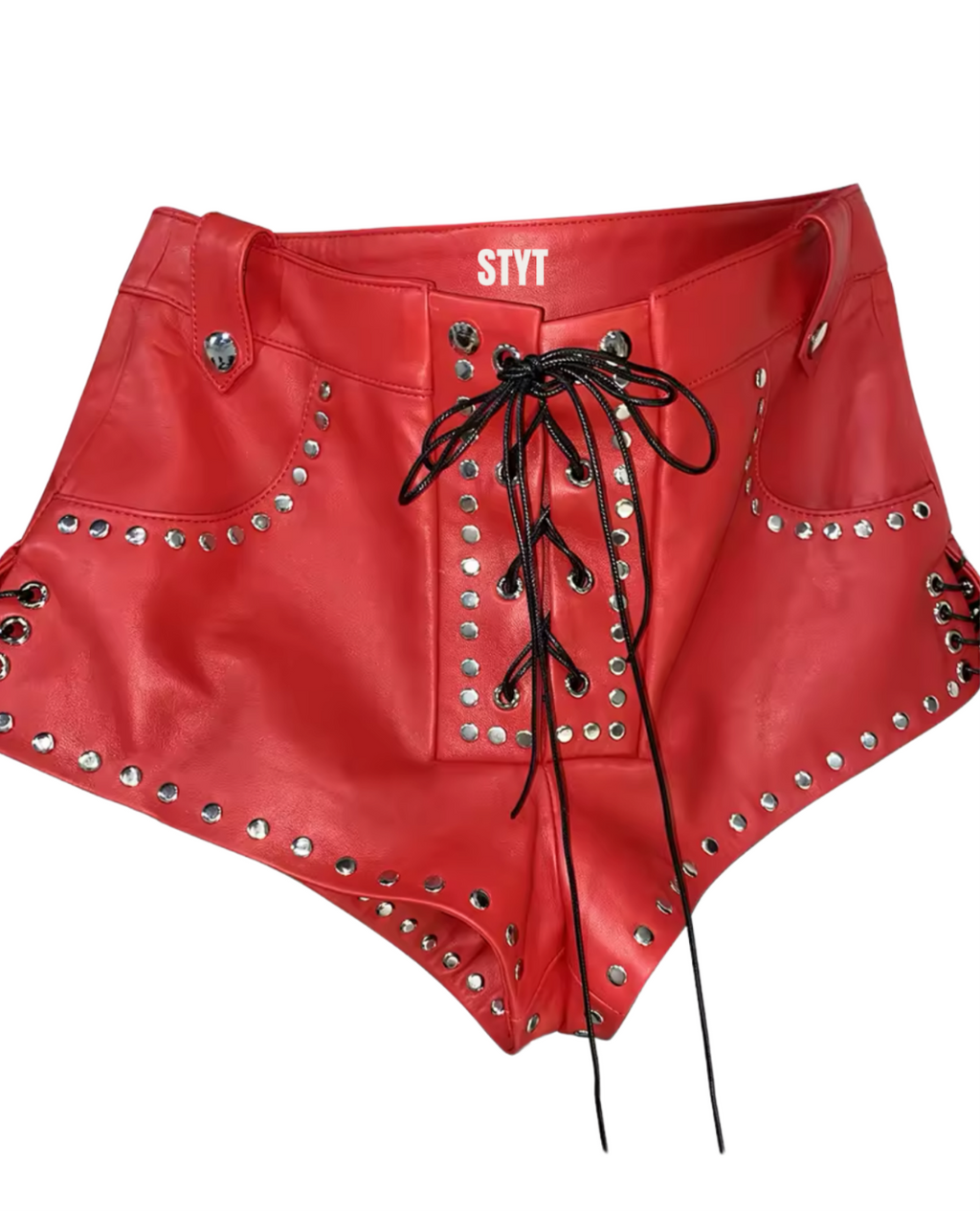 Physique Leather Shorts - Red