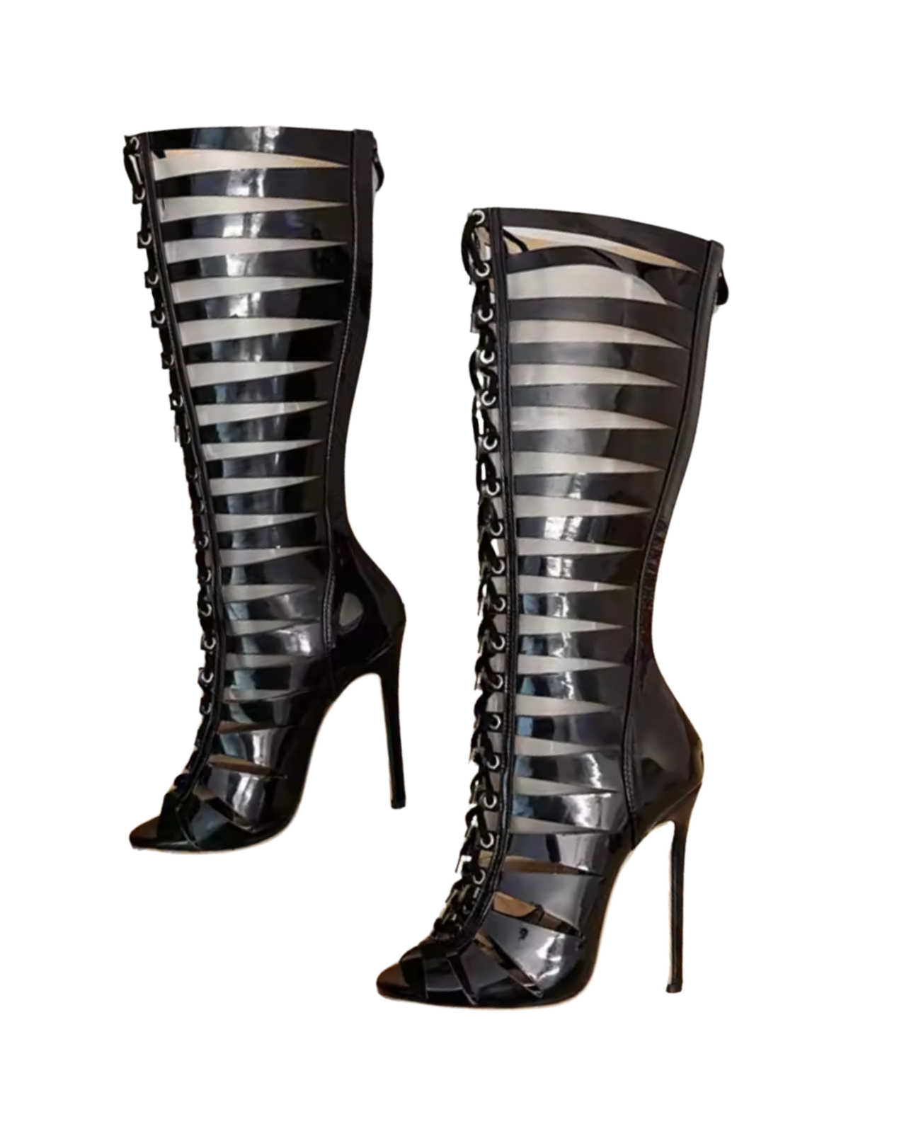 Venom Gladiator Stiletto Heels -  Black