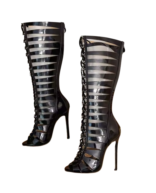 Venom Gladiator Stiletto Heels -  Black