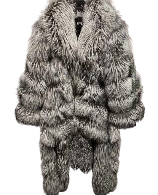 Show Stopper Natural Fox Coat - Grey