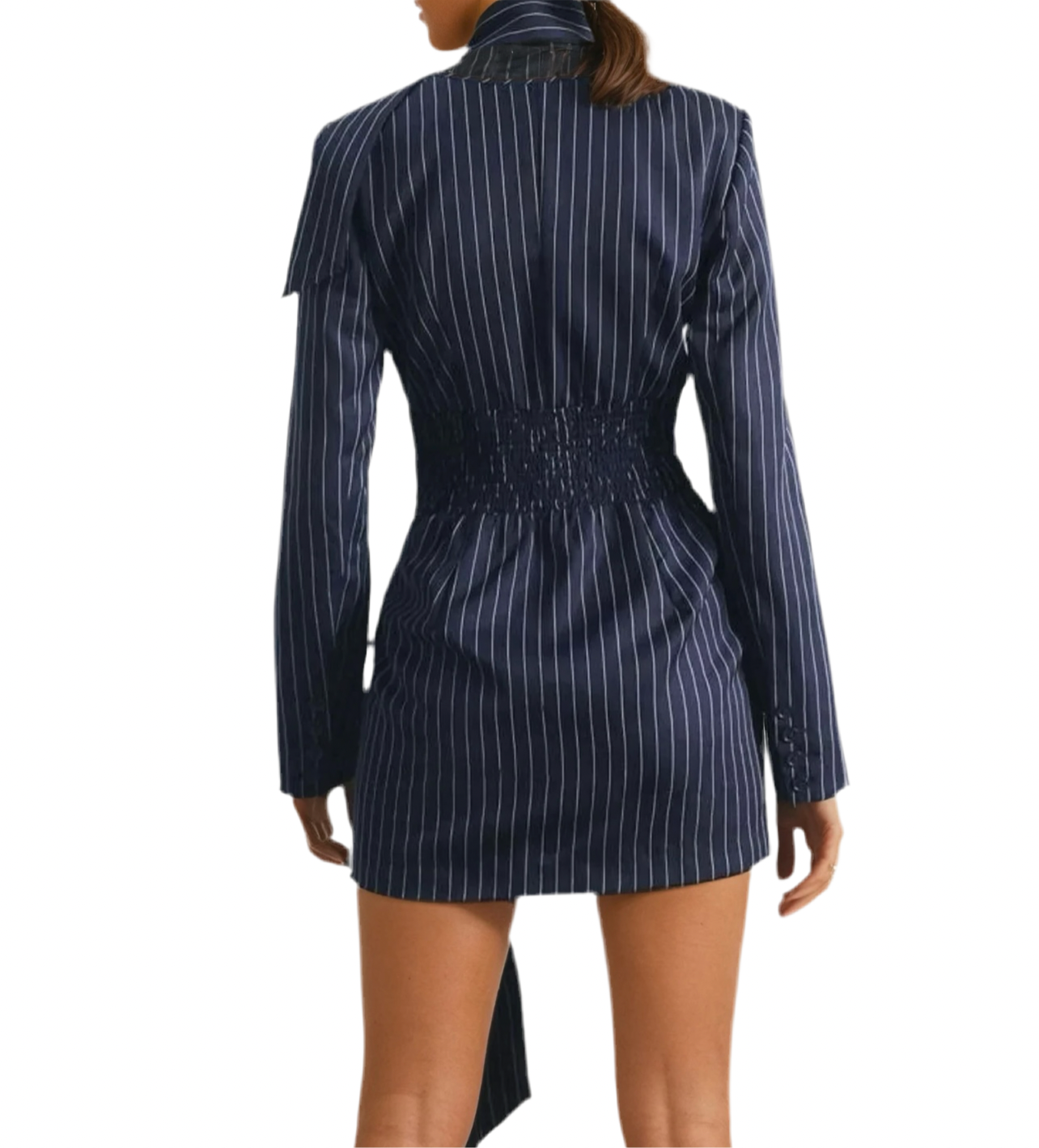 Executive Pinstripe Mini Dress - Navy