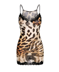 Feline Fine Lace Mesh Mini Dress - Leopard