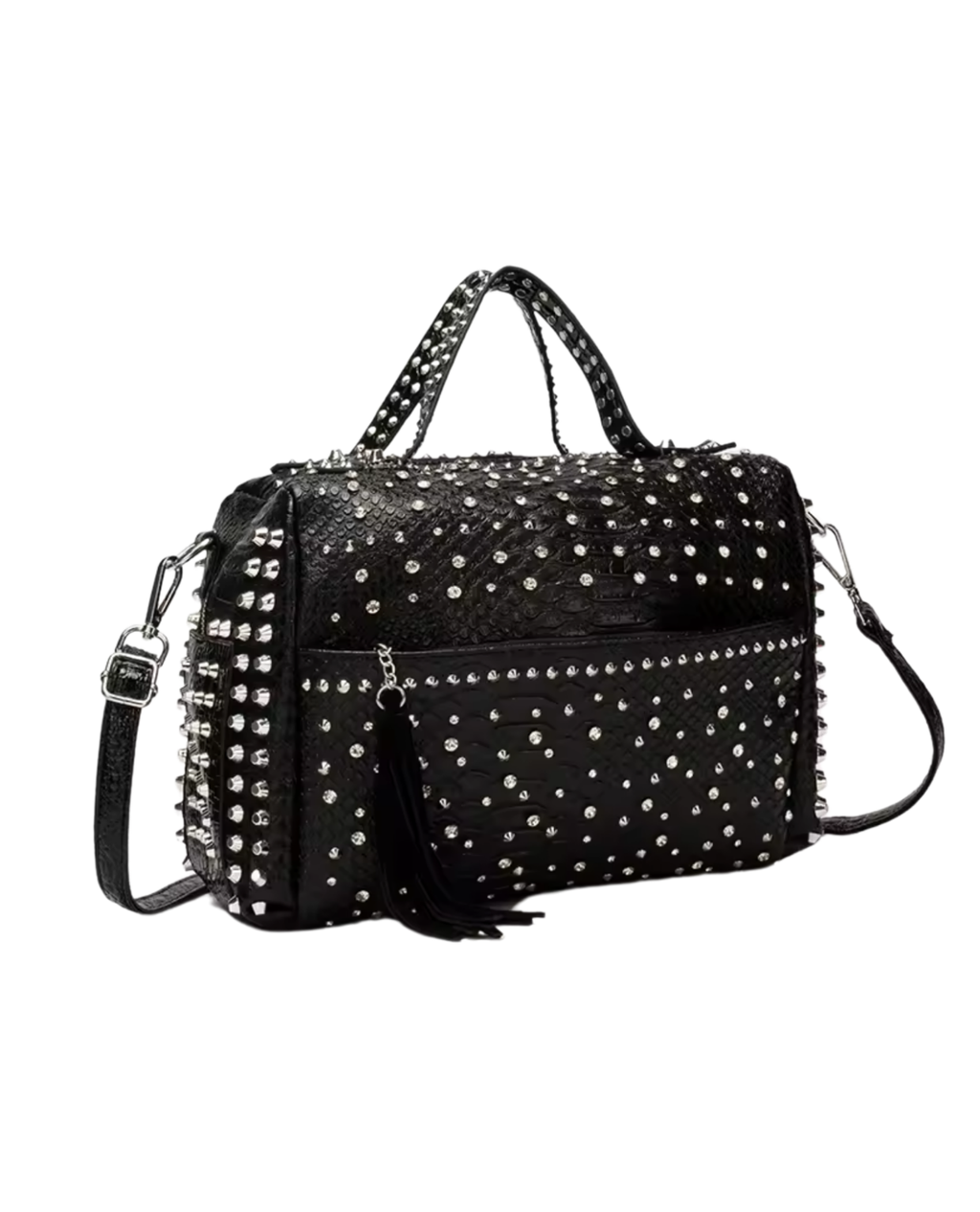 Python Top Handle Handbag - White