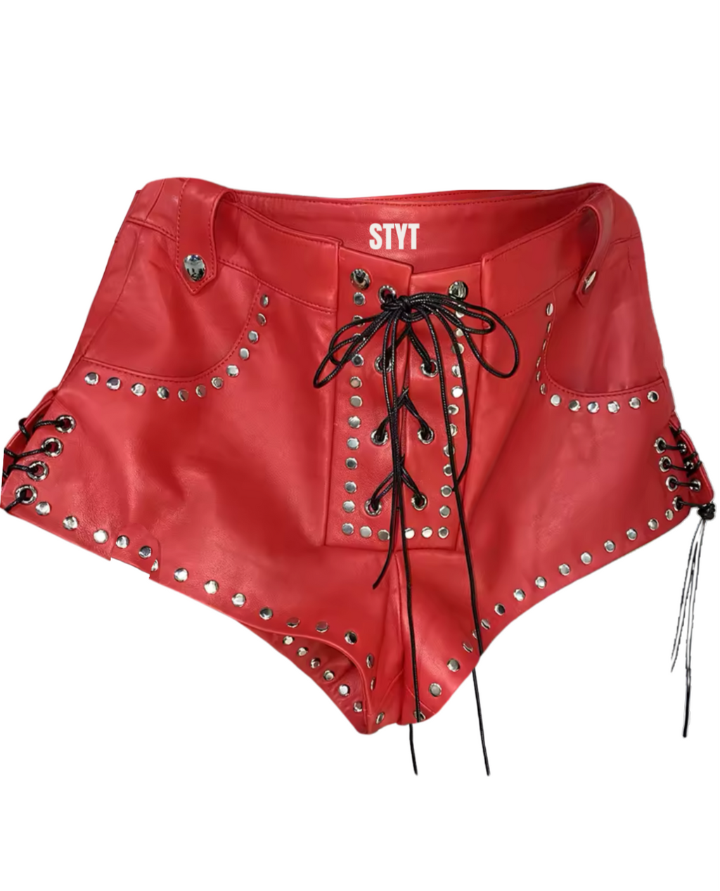 Physique Leather Shorts - Red