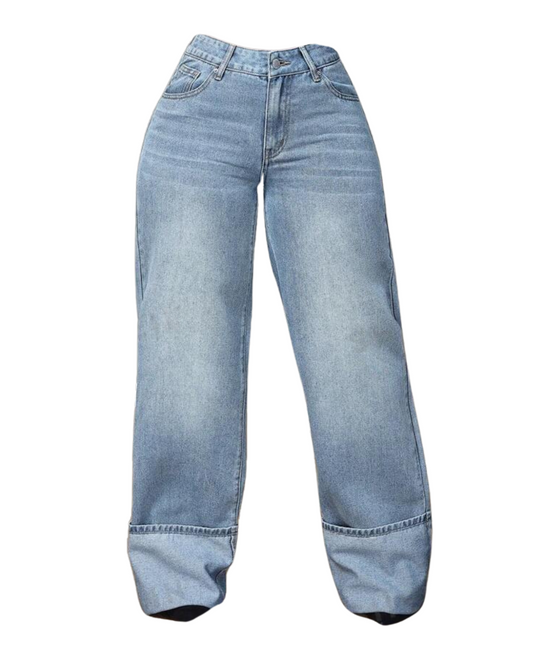 Casual Cutie Oversized Jeans - Light Blue