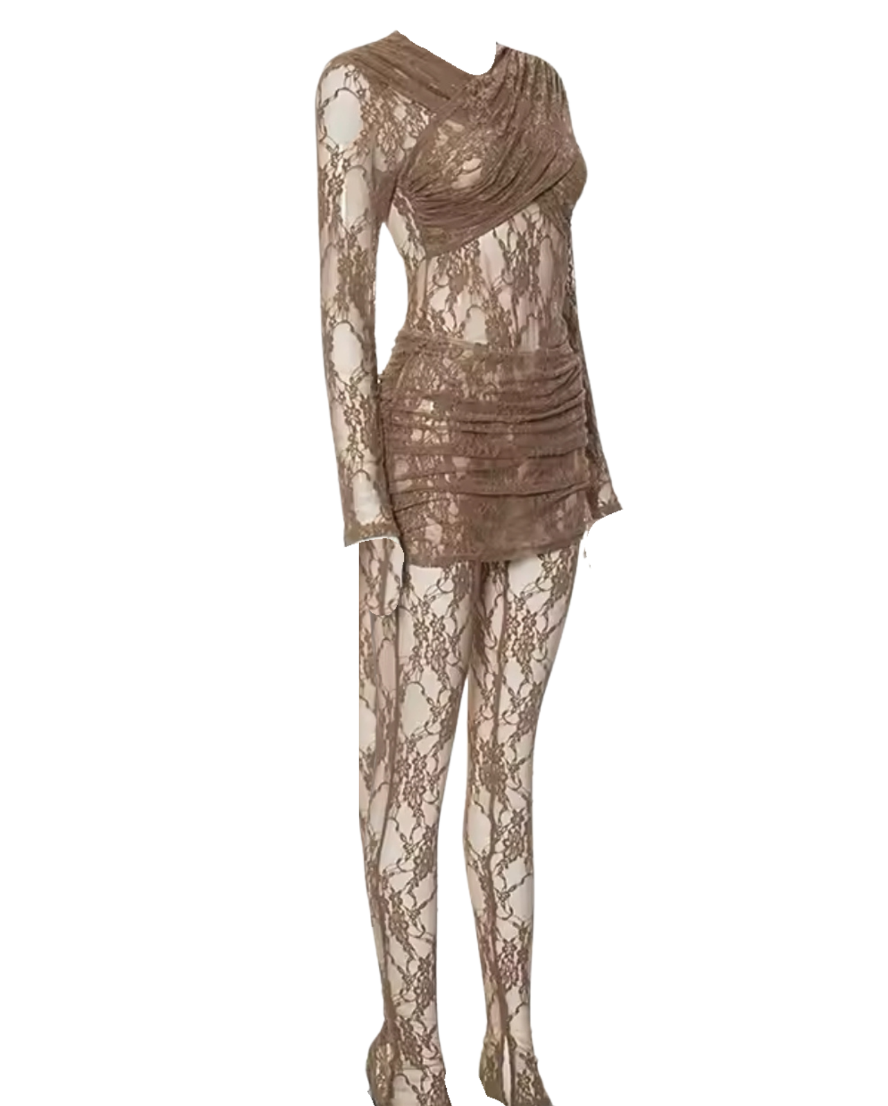 Revealed 3 Piece Lace Set - Brown