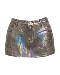 Euphoric Denim Mini Skirt - Holographic