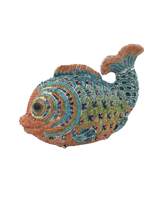 Go Fish Embellished Clutch - Orange