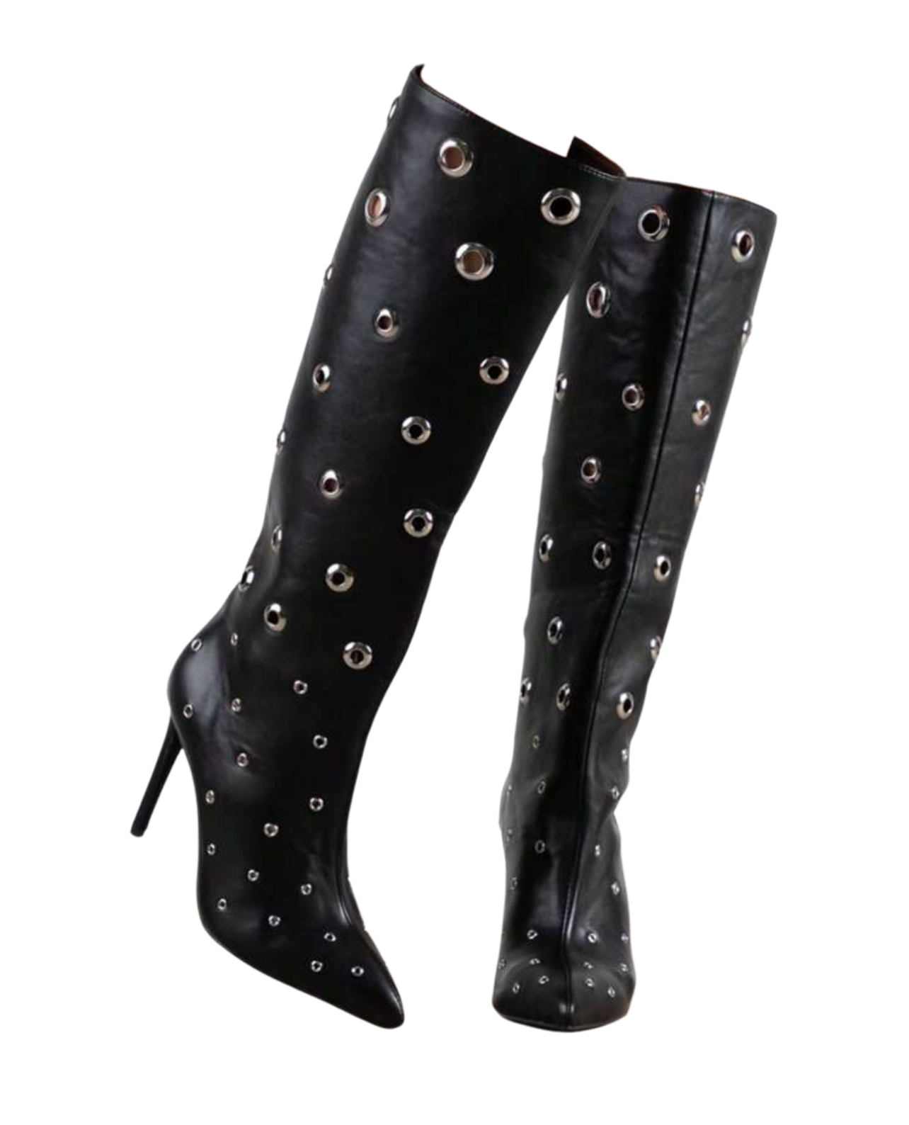 Hole In One Knee High Boots - Black