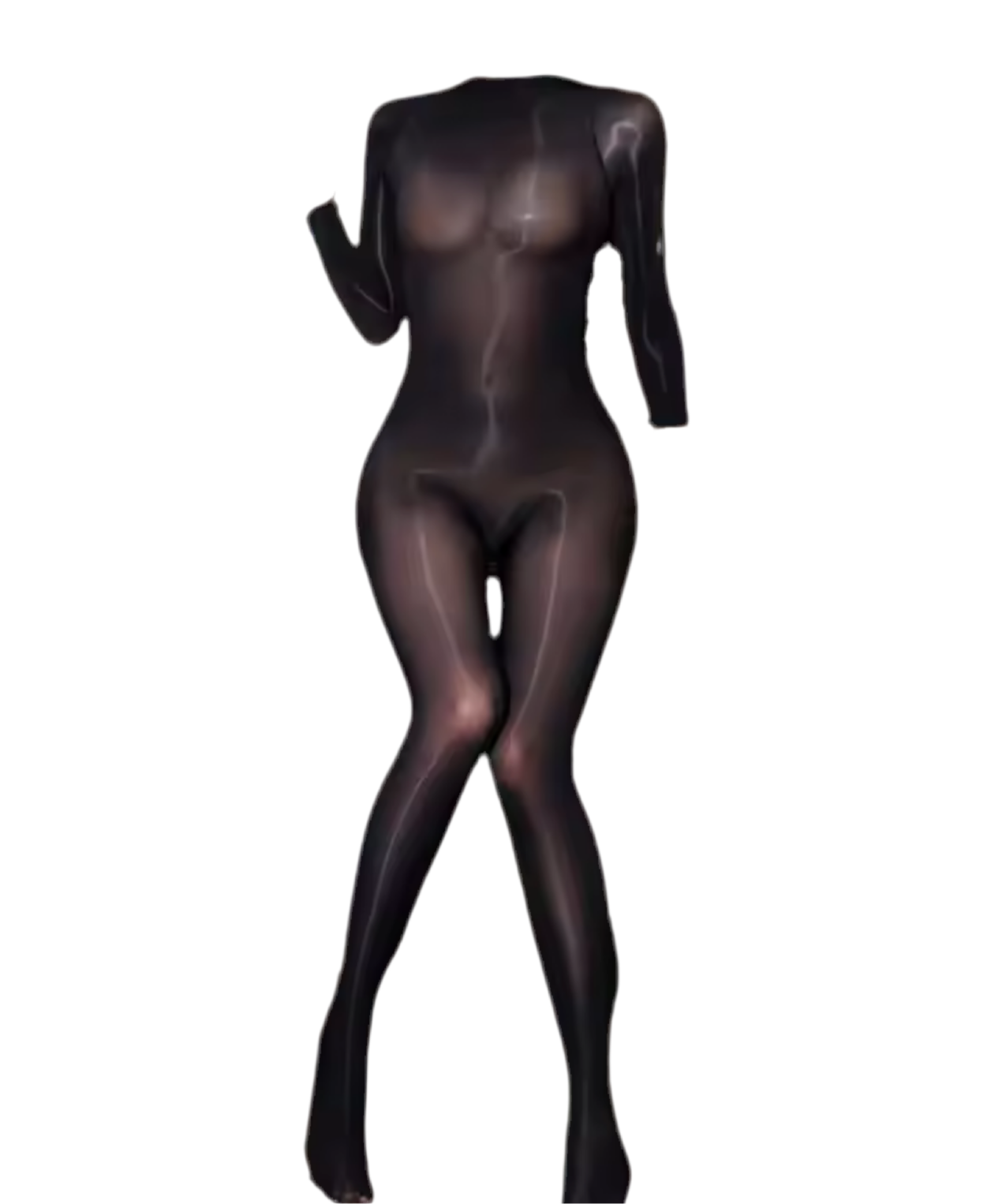 Expectations Glossy Bodycon Jumpsuit - Black