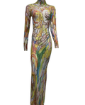 Lily Pad Embellished Maxi Dress - Gold