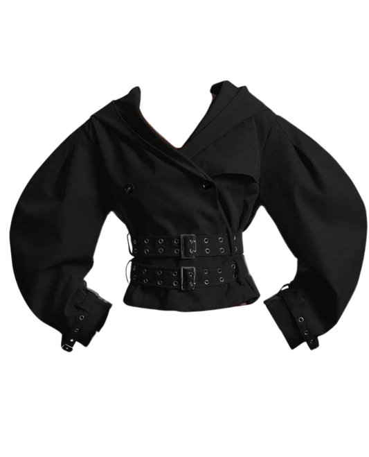 Rogue Exaggerated Trench Jacket - Black