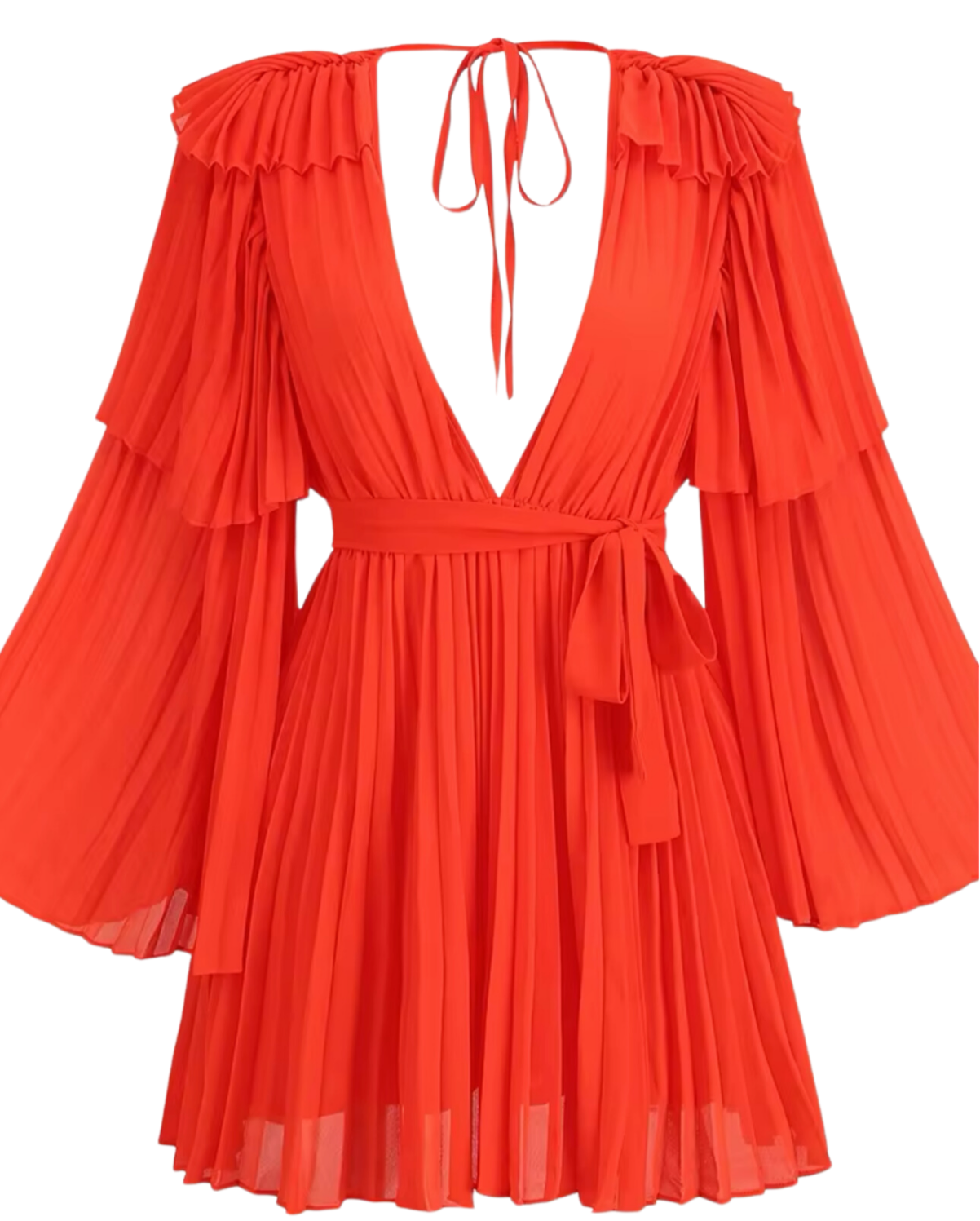 Sunset Pleated Mini Dress - Orange