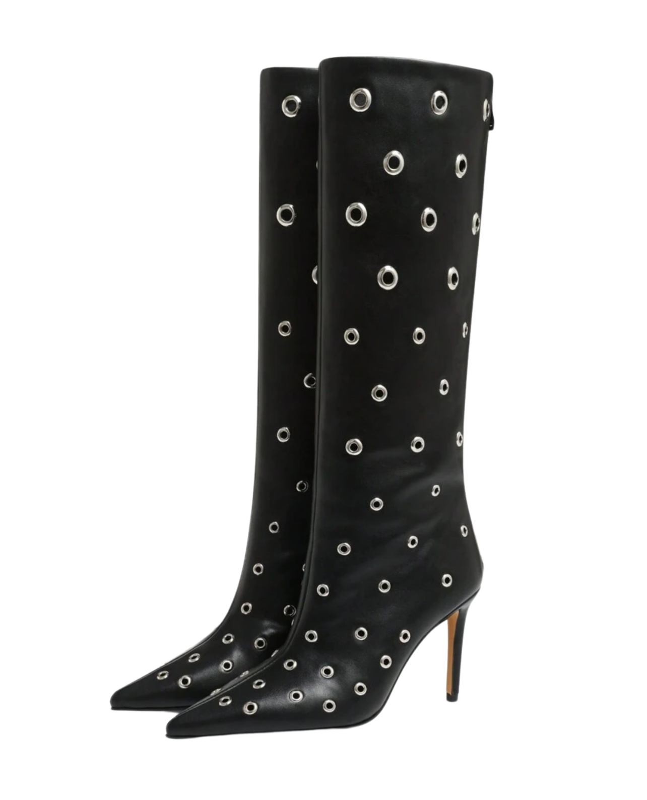 Hole In One Knee High Boots - Black