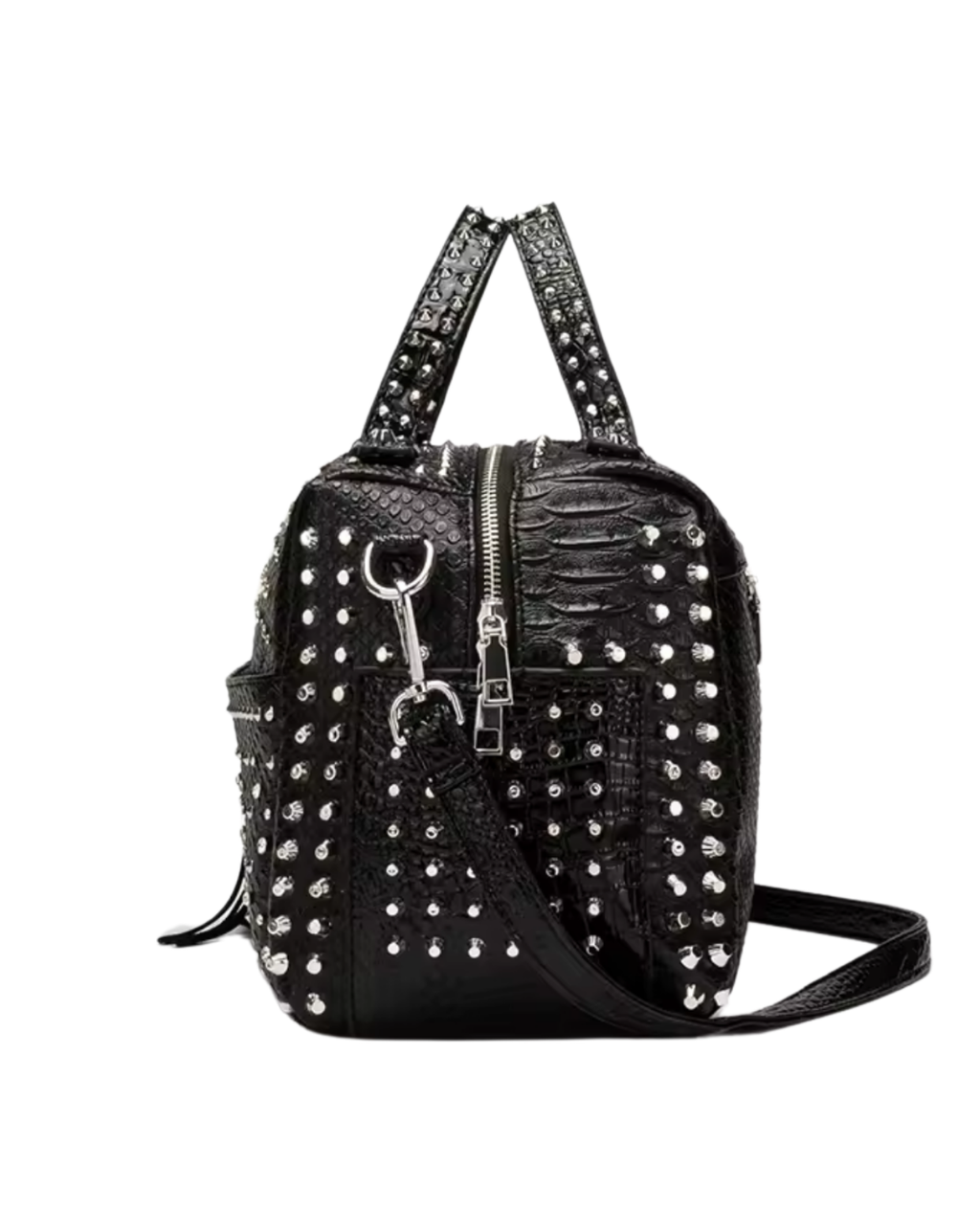 Python Top Handle Handbag - White