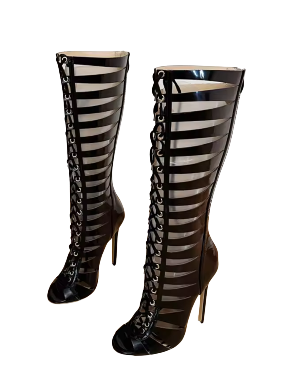 Venom Gladiator Stiletto Heels -  Black
