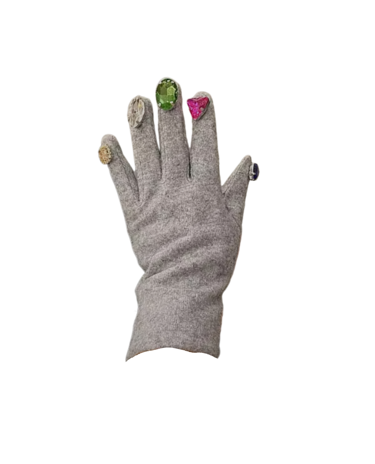 Gem Embellished Cashmere Gloves - Beige