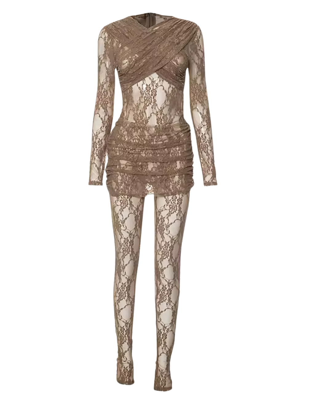 Revealed 3 Piece Lace Set - Brown