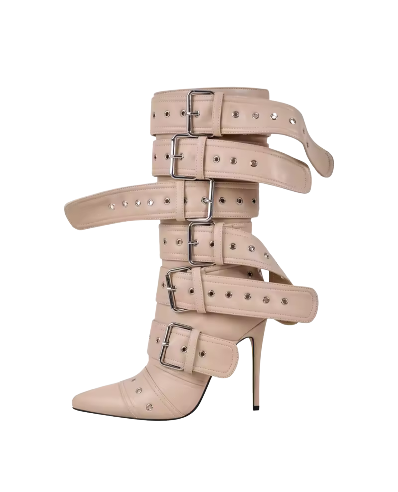 Buckle Up Babe Stiletto Boot - Grey