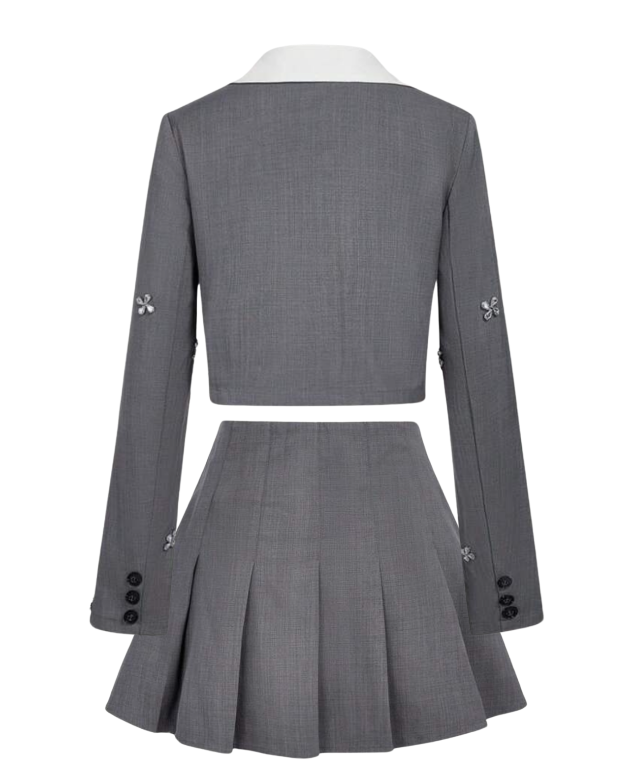 Manhattan Blazer Skirt Set - Grey