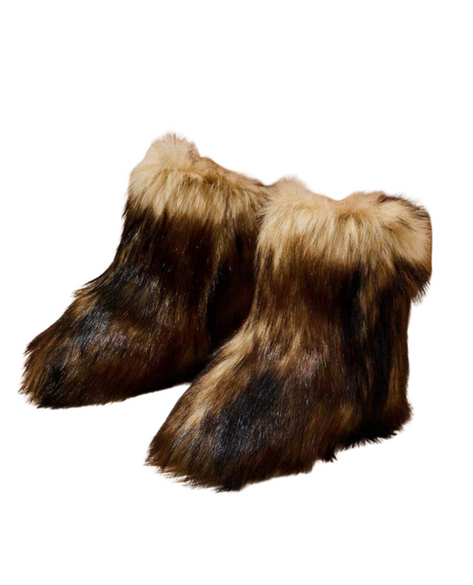 Warming Up Vegan Fur Boots - Brown