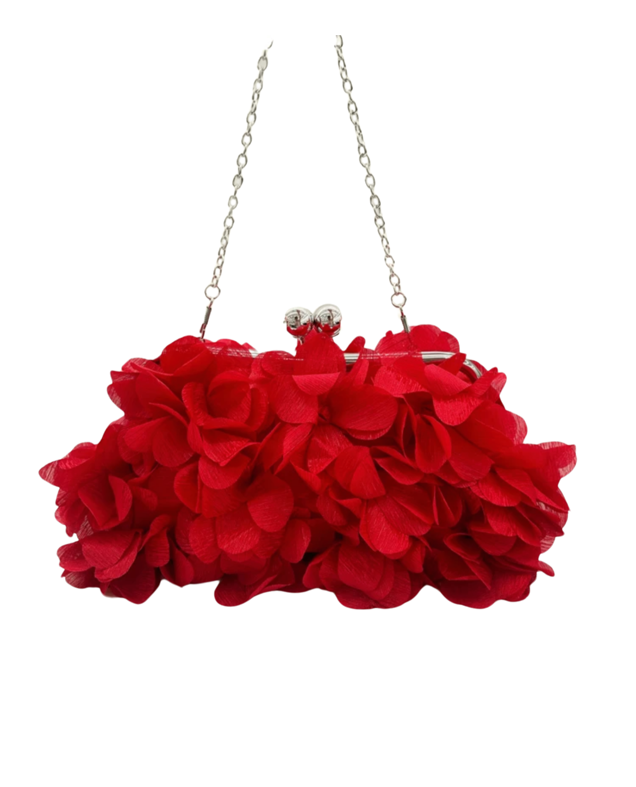 Petal Paradise Satin Clutch - Red