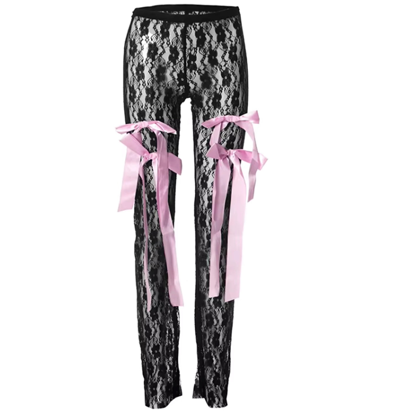 Demure Flare Lace Pants - Black