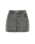Riot Studded Denim Skirt - Dark Grey