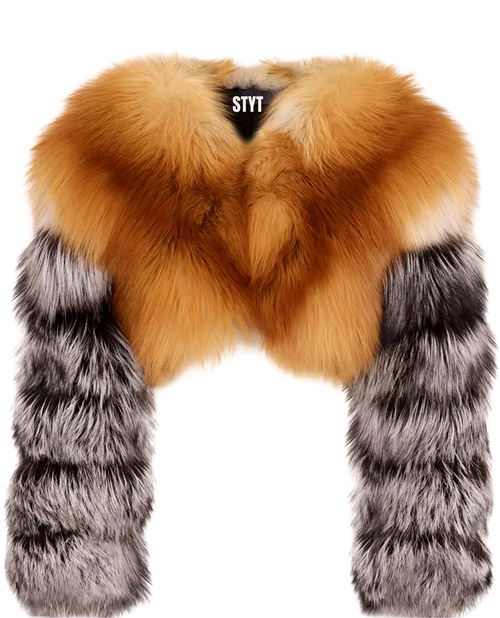 New York Nights Cropped Fox Coat - Black