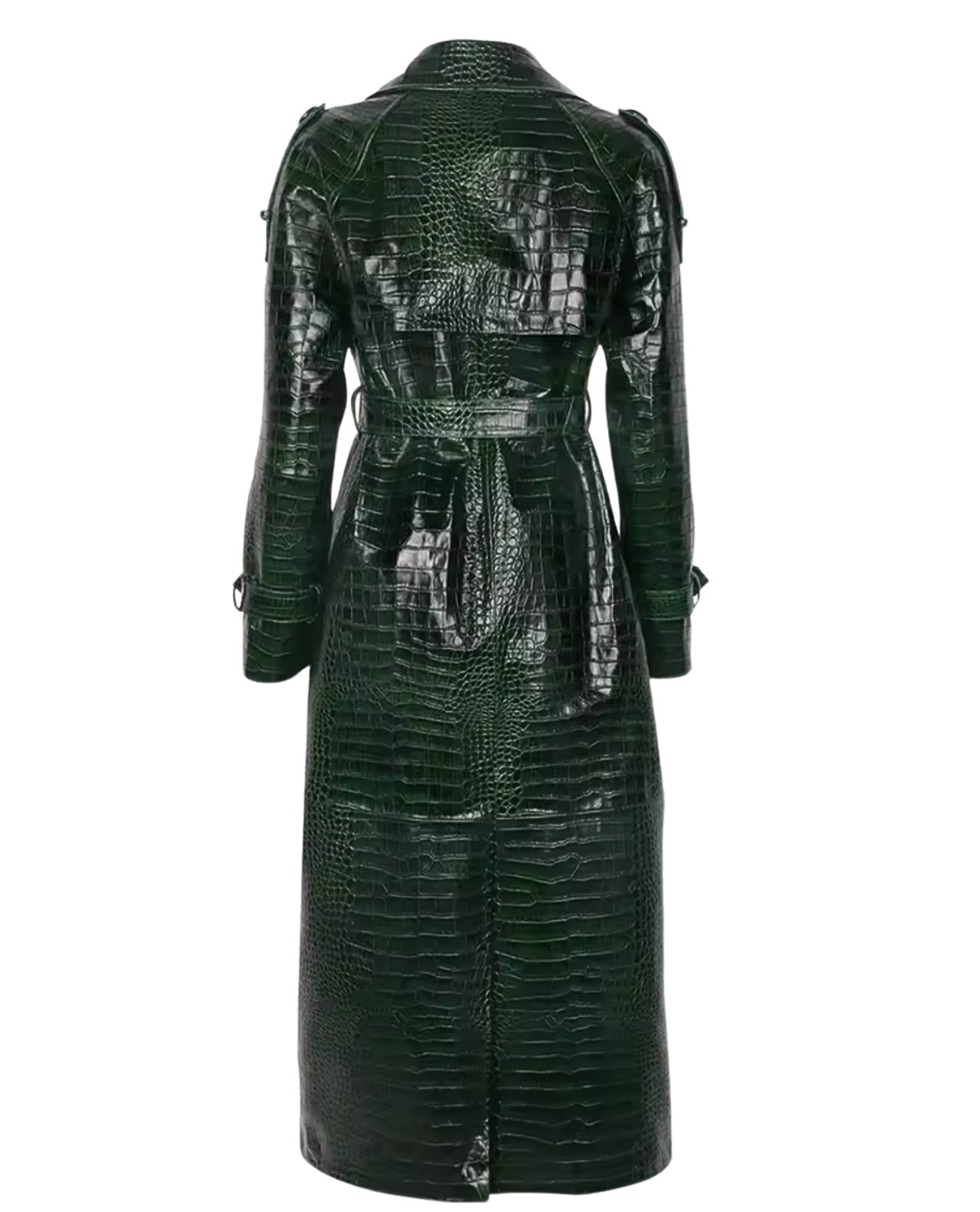 Timeless Trench Croc Leather Coat - Brown