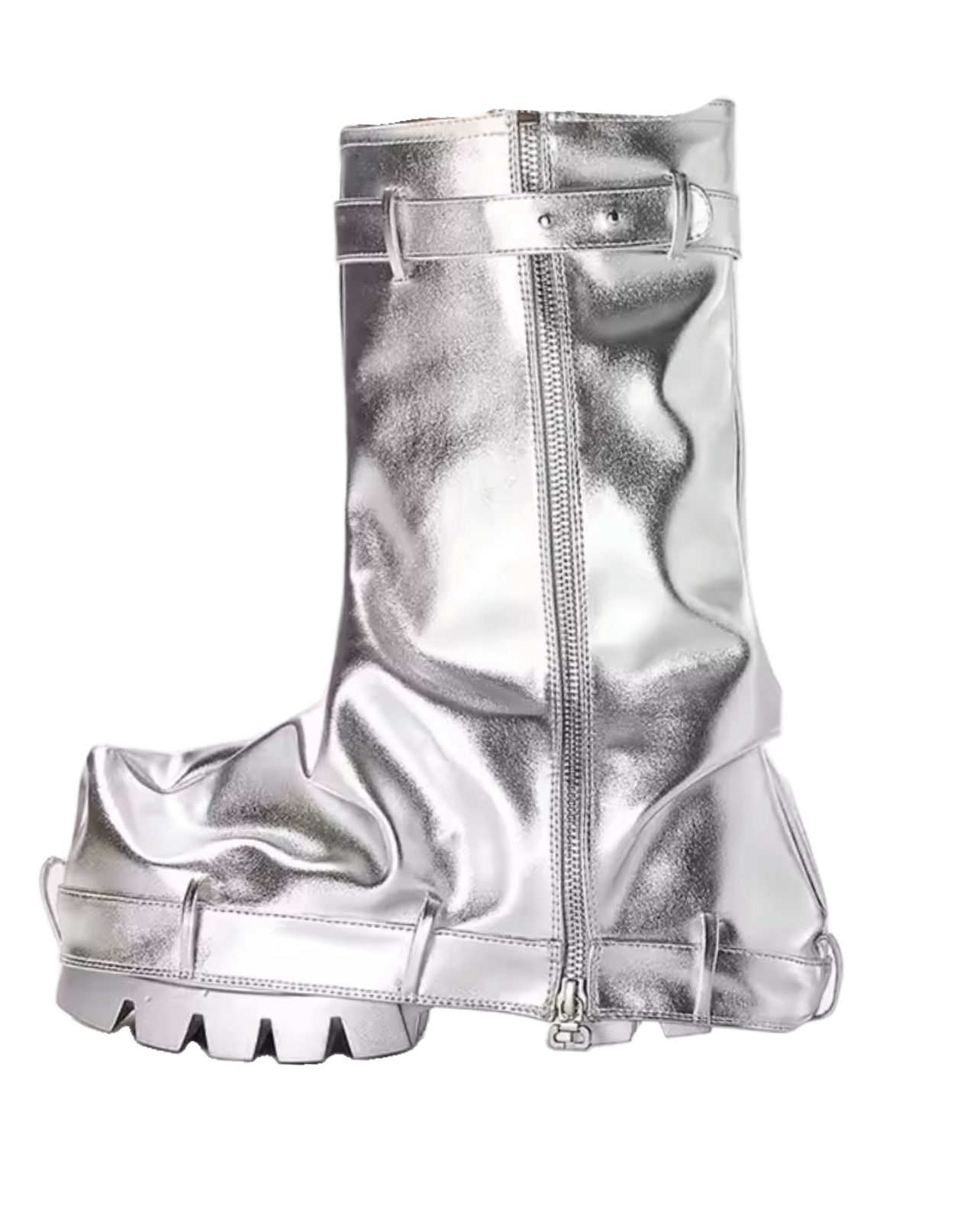 Cuffed Up Exaggerated Boots - Silver