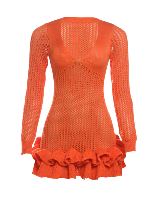 Sorbet Crochet Mini Dress - Orange