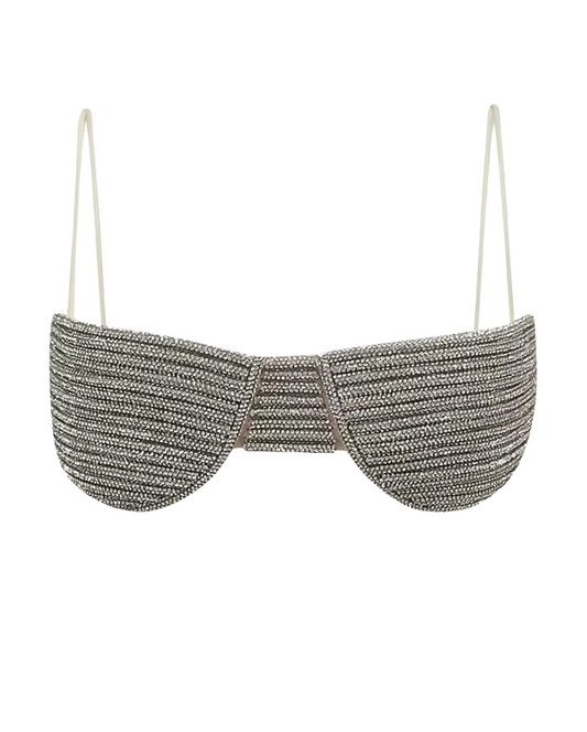 Can’t Stop My Shine Embellished Bralette - Silver