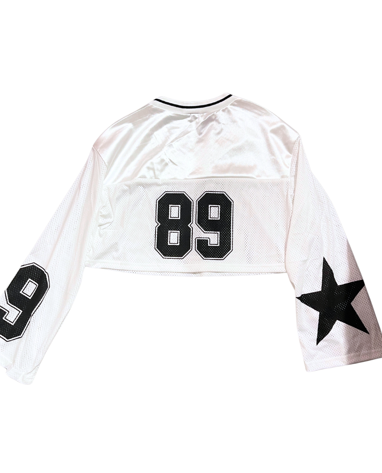 Touchdown Cropped Jersey Top - White