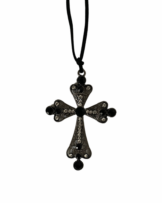 Don't Cross Me Pendant Necklace - Black