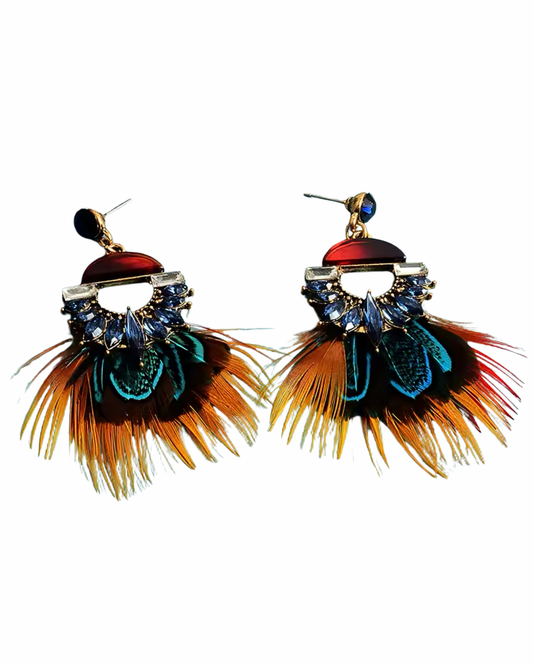 Au Feather Earrings - Brown