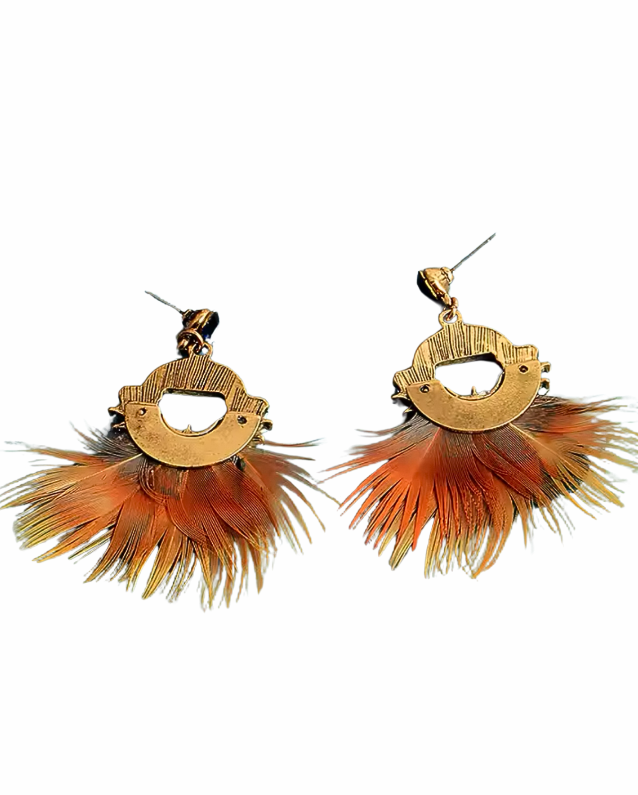 Au Feather Earrings - Brown