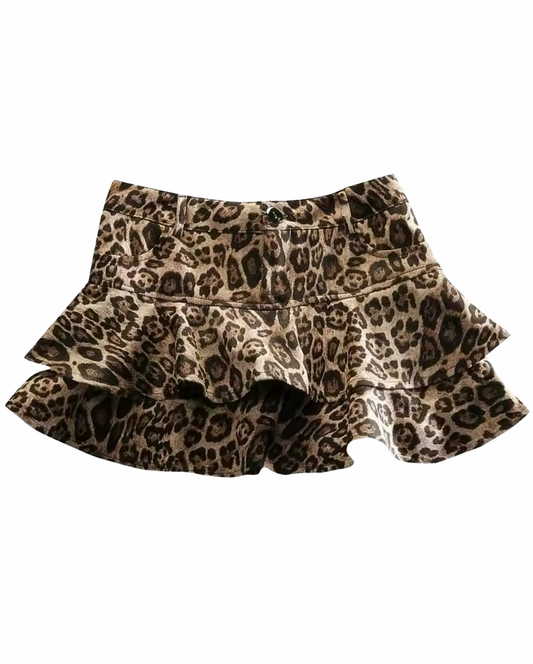 Spotted Mini Skirt - Brown