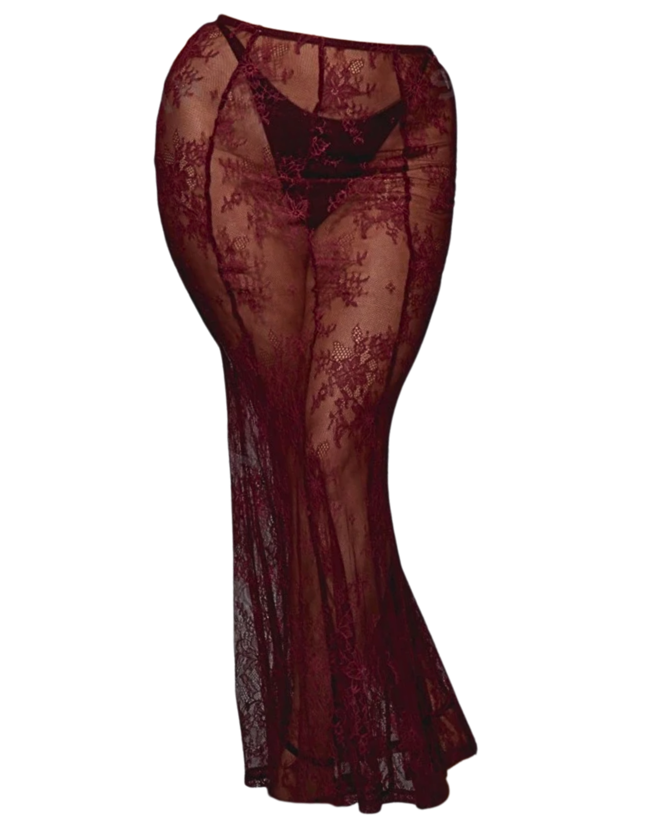 Monaco Lace Maxi Skirt - Burgundy